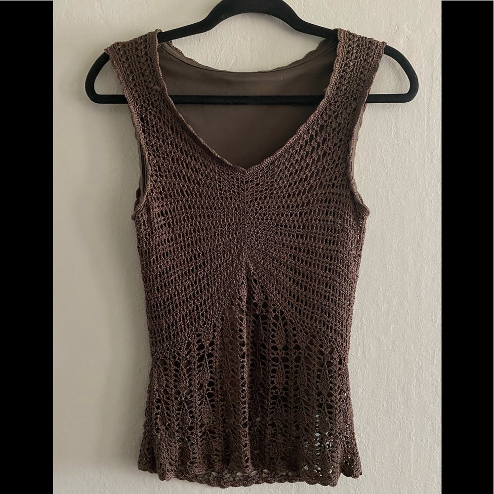 Milk Chocolate Crochet Tank style Top S - tags cut